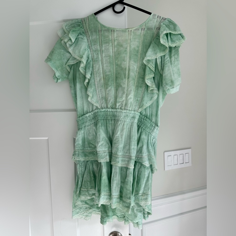 Love shack fancy ruffled green dress